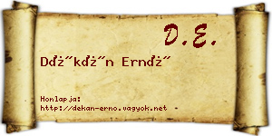 Dékán Ernő névjegykártya